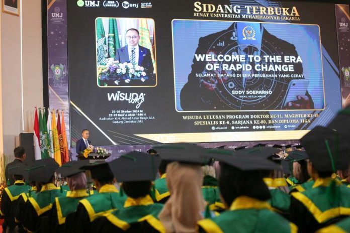 Universitas Muhammadiyah Jakarta (UMJ) resmi menggelar wisuda hari kedua program Doktor ke-11, Magister ke-49, Spesialis ke-6, Sarjana ke-80, dan Program Diploma Tiga