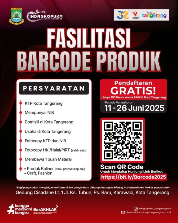 52235pemkot tangerang buka pendaftaran fasilitasi barcode kemasan produk gratis segera daftar karena kuota terbatas 522351