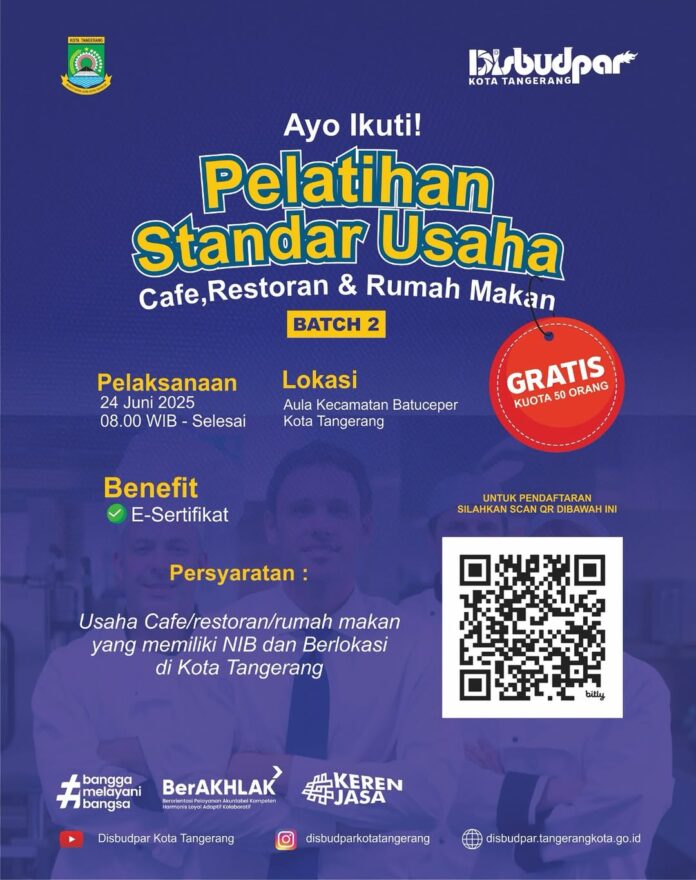 52341ayo ikuti disbudpar kota tangerang buka pelatihan standar usaha kafe restoran dan rumah makan 523411