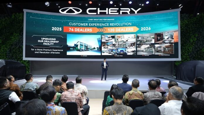 foto 3 chery memperkuat jaringan di indonesia dengan pengembangan dealer, dari 74 dealer pada 2025 menuju target 120 dealer di 2026 untuk menjangkau chery family di berbagai wilayah indonesia..